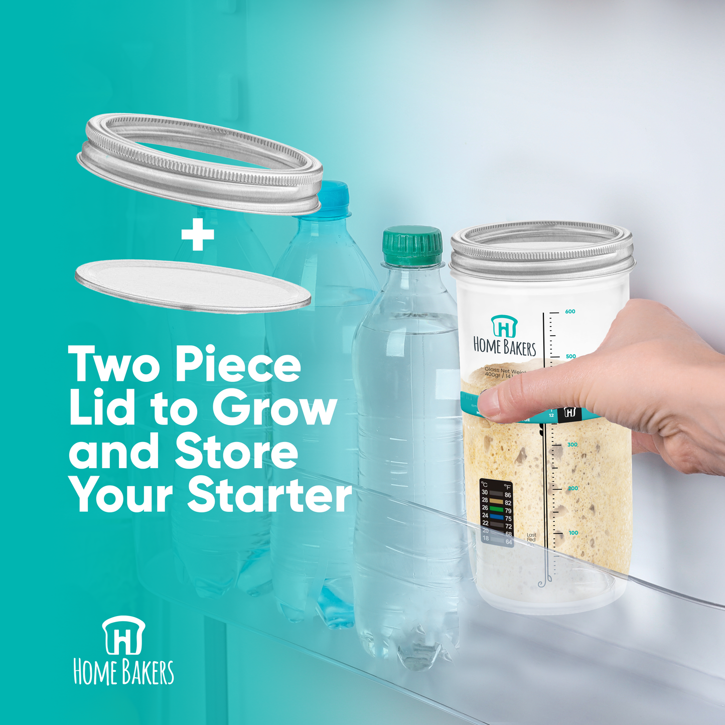 Premium Sourdough Starter Kit – 24oz Glass Jar with Feeding Tracker, Thermometer, Scraper & Airtight Lid for Artisan Bread