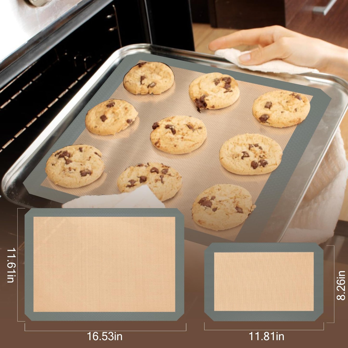 Silicone Baking Mat 3-Pack - Non-Stick, Reusable, Food-Safe