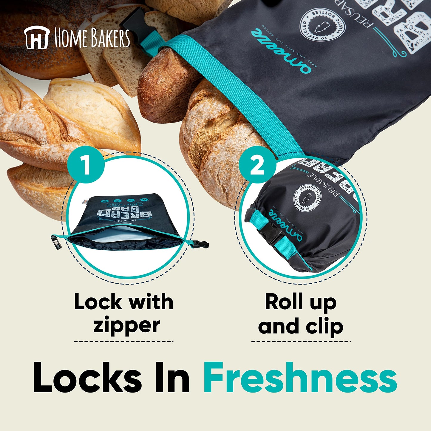 Reusable Bread Bags – Large, Freezer-Safe Storage for Homemade Bread - 2 pack