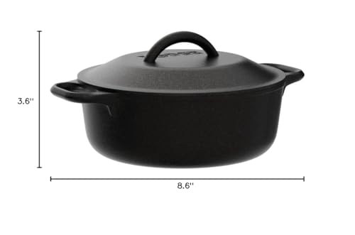 Lodge Pre-Seasoned Cast Iron Double Dutch Oven With Loop Handles, 5 qt