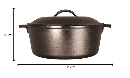 Lodge Pre-Seasoned Cast Iron Double Dutch Oven With Loop Handles, 5 qt