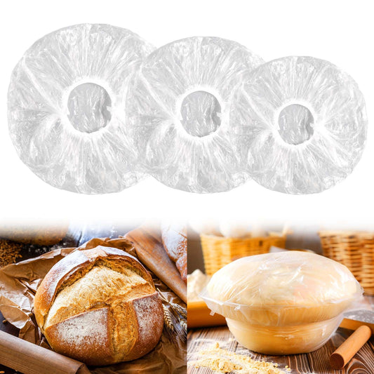 100PCS Bowl Covers for Bread Proofing, Reusable Elastic Sourdough Bread Baking Supplies, Plastic Bowl Covers for Bread Rising, Stretchable Plastic Wrap for Storage Containers