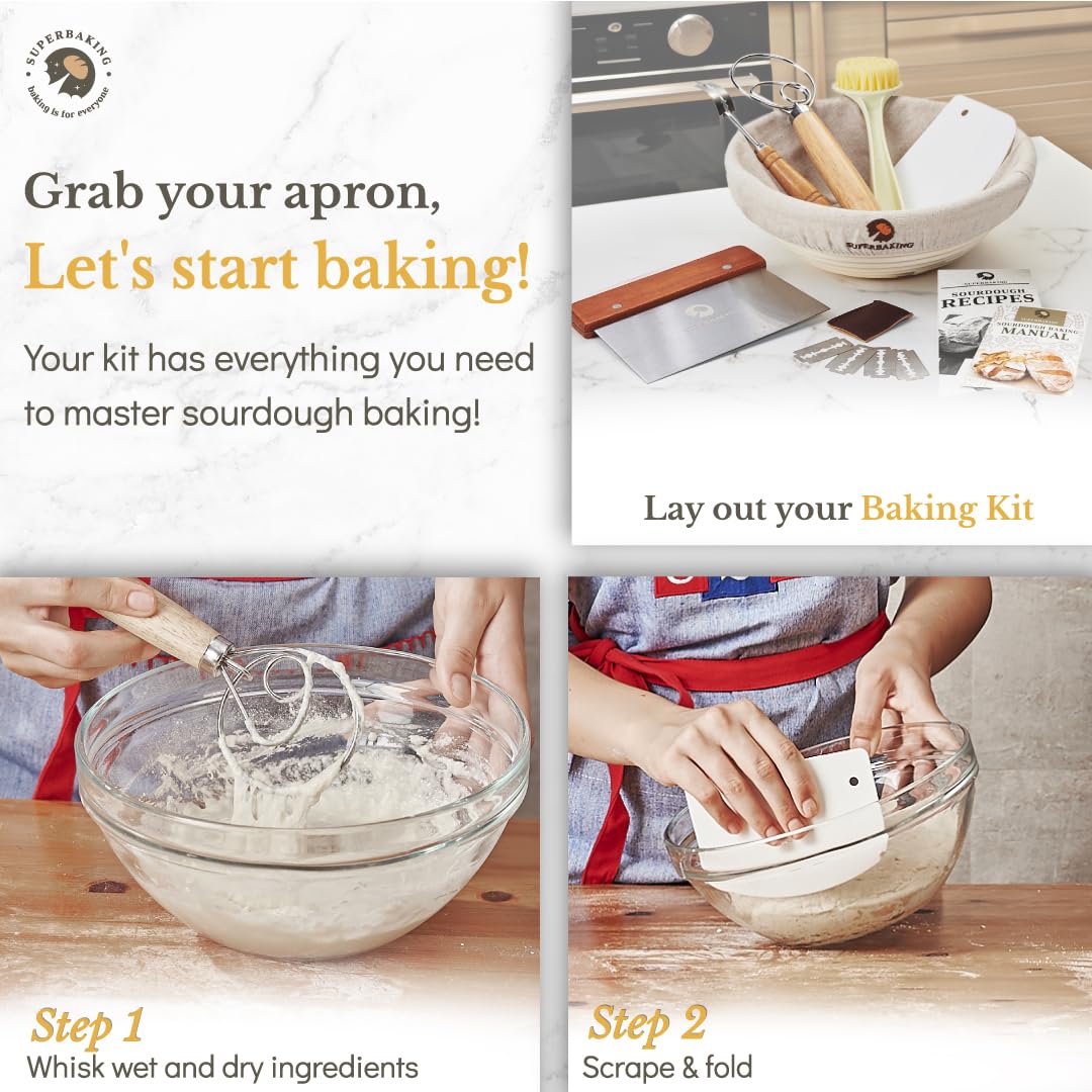 Superbaking Banneton Bread Proofing Basket - Sourdough Starter Kit