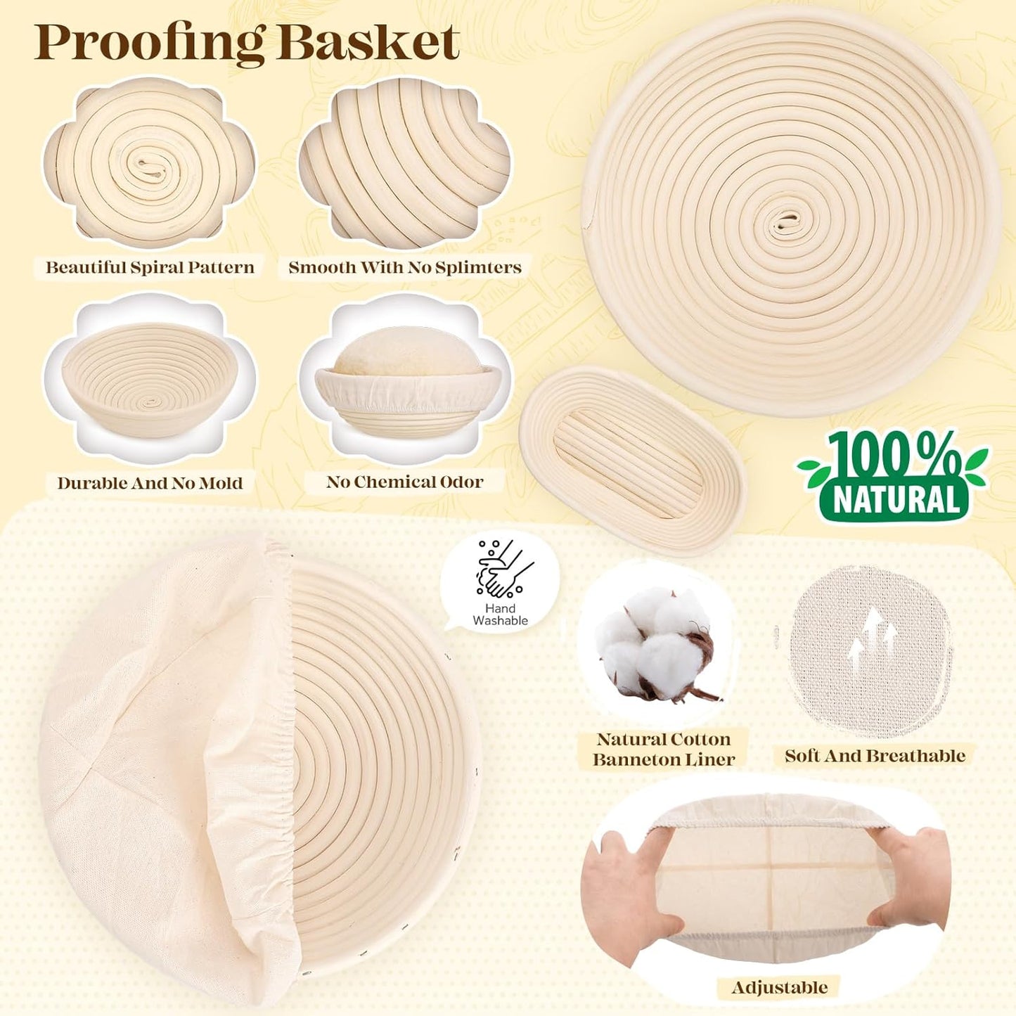 Sourdough Bread Baking Supplies, Bread Baking Supplies, Sourdough Starter Kit, Sourdough Kit, Bread Making Tools Kit, Bread Proofing Basket, Sourdough Proofing Basket, Gifts for Sourdough Bread Bakers