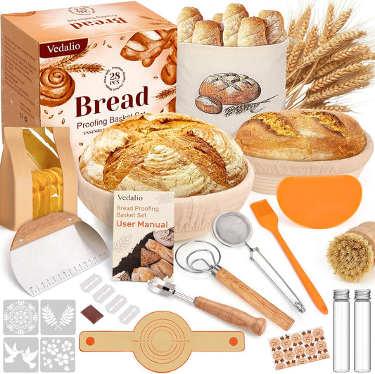 Sourdough Bread Baking Supplies, Bread Baking Supplies, Sourdough Starter Kit, Sourdough Kit, Bread Making Tools Kit, Bread Proofing Basket, Sourdough Proofing Basket, Gifts for Sourdough Bread Bakers