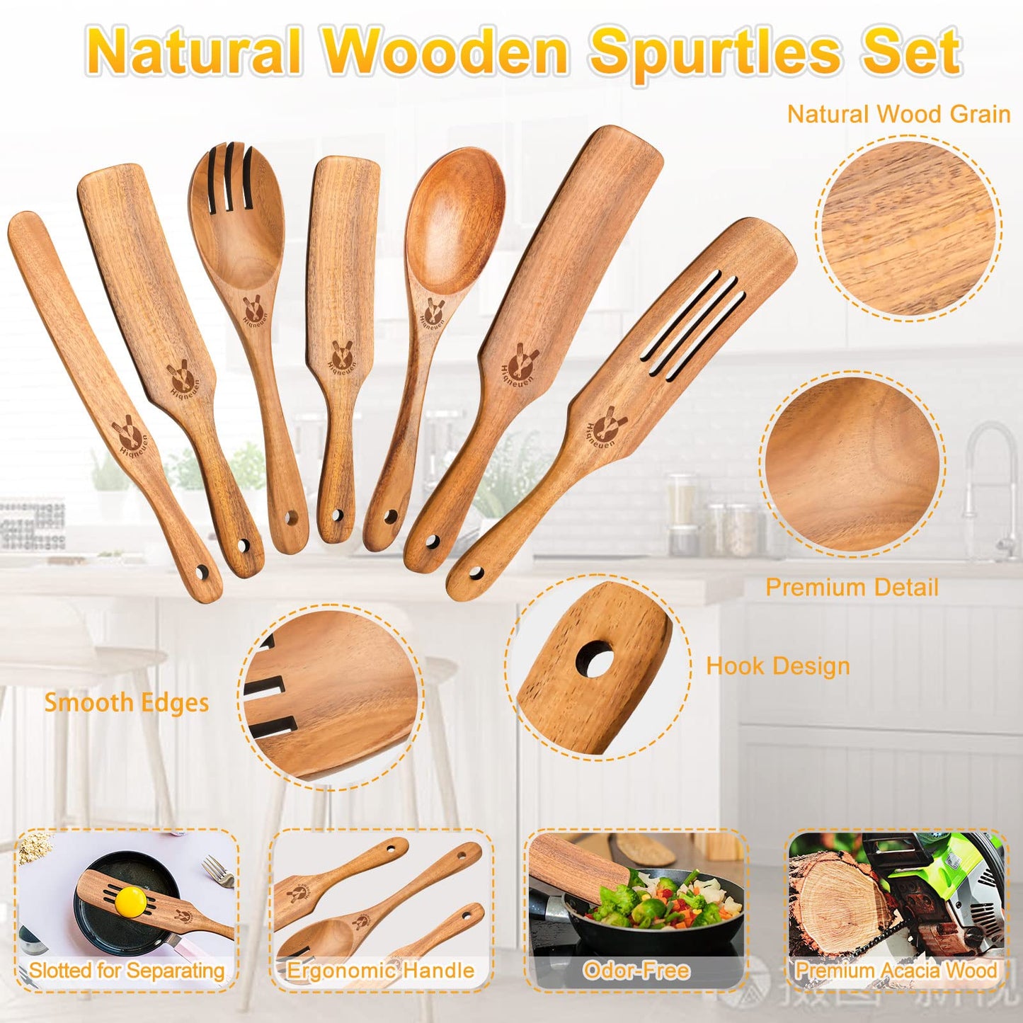 Skinny Spurtle for Sourdough Starter, Mixing, Reaching Bottom of Jar, Dough Whisk, Natural from High Moist Resistance Teak, Spurtles Kitchen Tools Wooden Kitchen Utensils for NonStick Cookware