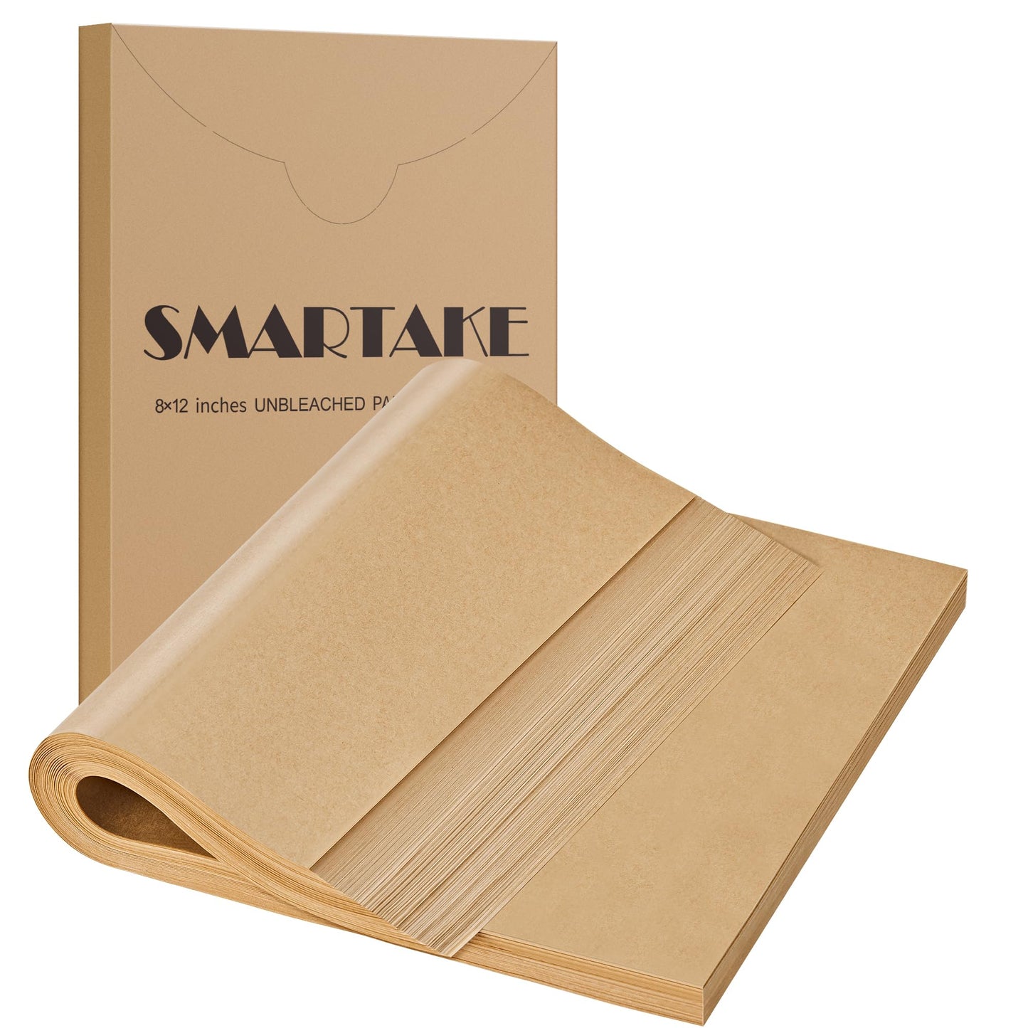 SMARTAKE 200 Pcs Parchment Paper Baking Sheets, 12x16 Inches Non-Stick Precut Baking Parchment, Perfect for Baking Grilling Air Fryer Steaming Bread Cup Cake Cookie and More (Unbleached)