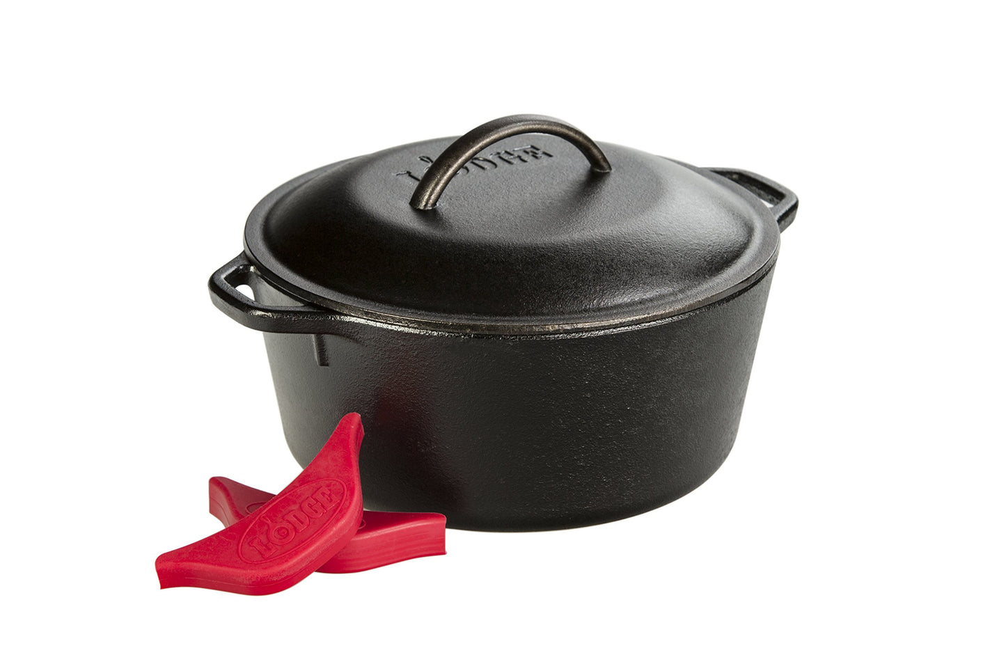 Lodge Pre-Seasoned Cast Iron Double Dutch Oven With Loop Handles, 5 qt