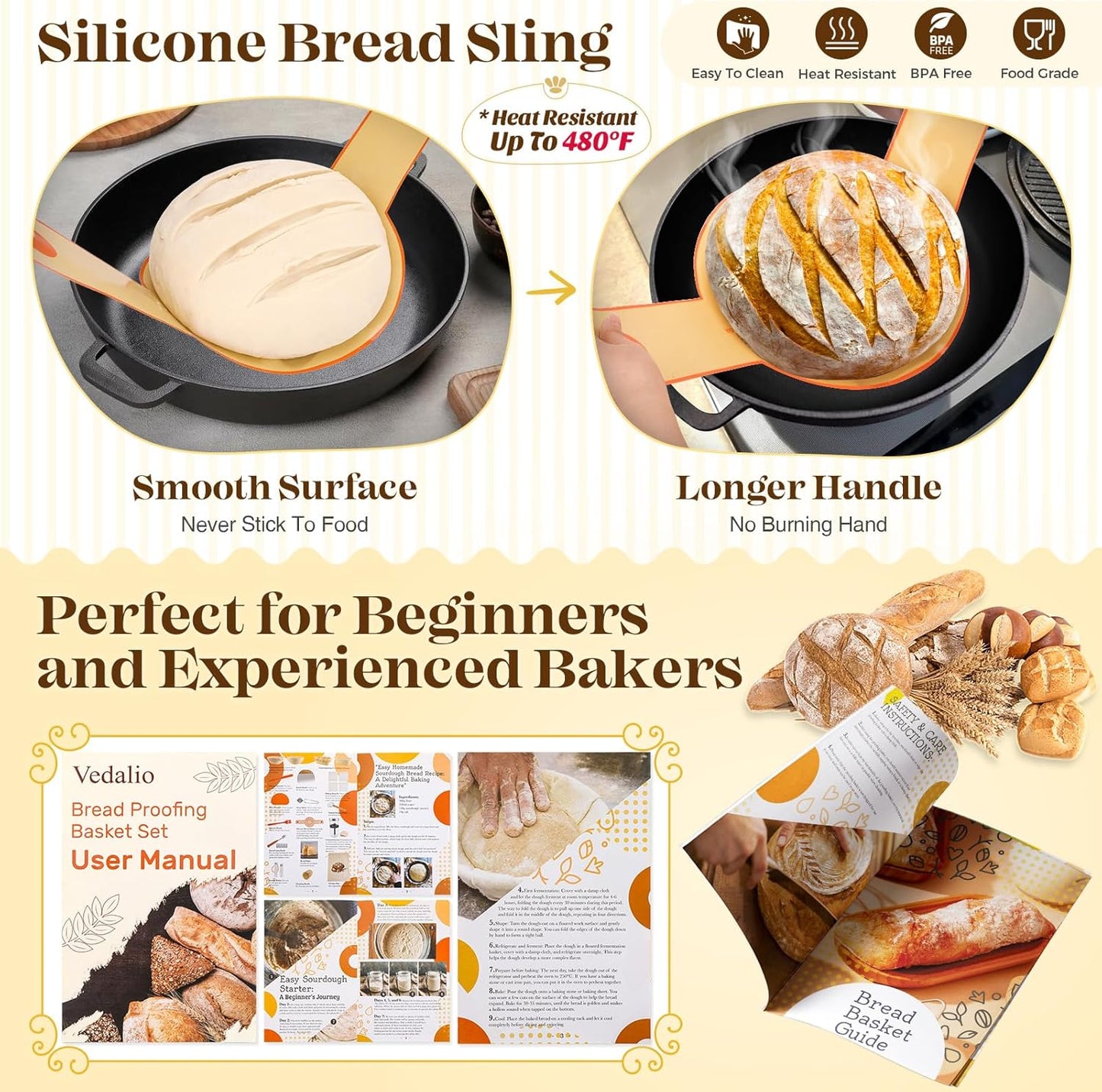 Sourdough Bread Baking Supplies, Bread Baking Supplies, Sourdough Starter Kit, Sourdough Kit, Bread Making Tools Kit, Bread Proofing Basket, Sourdough Proofing Basket, Gifts for Sourdough Bread Bakers