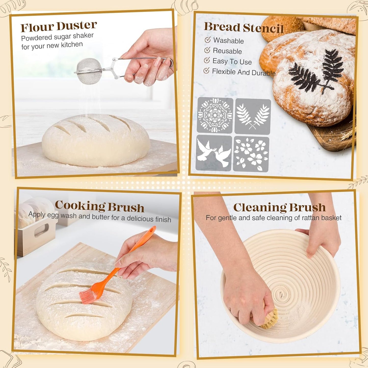 Sourdough Bread Baking Supplies, Bread Baking Supplies, Sourdough Starter Kit, Sourdough Kit, Bread Making Tools Kit, Bread Proofing Basket, Sourdough Proofing Basket, Gifts for Sourdough Bread Bakers