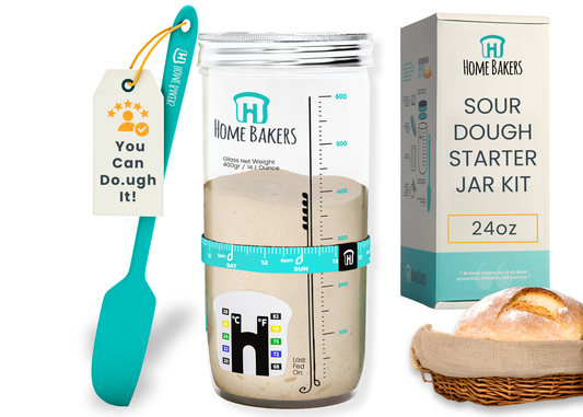 Premium Sourdough Starter Kit – 24oz Glass Jar with Feeding Tracker, Thermometer, Scraper & Airtight Lid for Artisan Bread
